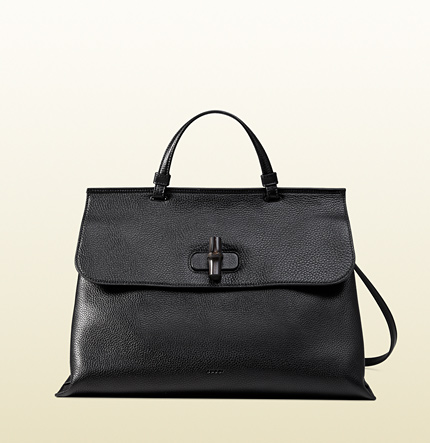 Authentic Gucci Bamboo Daily Top Large Handle Bag 370830 Black